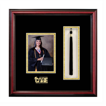 East Los Angeles College CARE 5 x 7 Portrait with Tassel Box Frame in Petite Cherry with Black & Gold Mats