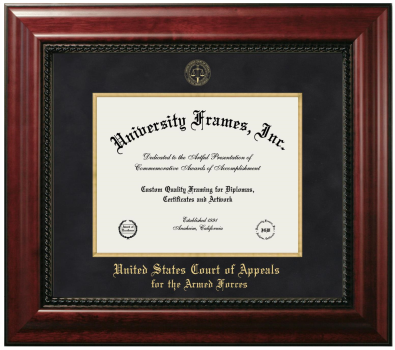 United States Court of Appeals for the Armed Forces Diploma Frame in Executive with Gold Fillet with Black Suede Mat for document: 8 1/2"h x 11"w  