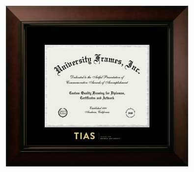 TIAS School for Business and Society Diploma Frame in Legacy Black Cherry with Black & Silver Mats for document: 8 1/2"h x 11"w  
