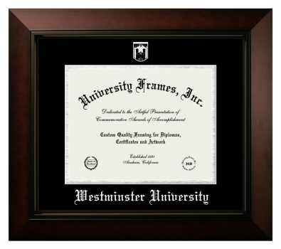 Westminster University (Salt Lake City) Diploma Frame in Legacy Black Cherry with Black & Silver Mats for document: 8 1/2"h x 11"w  