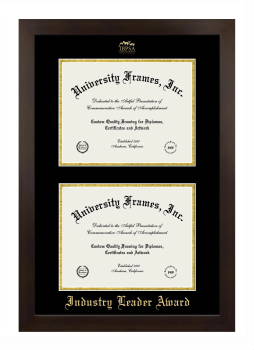 K9 RESORTS LUXURY PET HOTEL Industry Leader Award Double Diploma Frame in Manhattan Espresso with Black & Gold Mats for document: 8 1/2"h x 11"w  , document: 8 1/2"h x 11"w  