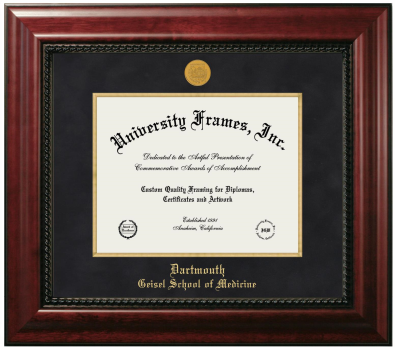 Dartmouth Geisel School of Medicine Diploma Frame in Executive with Gold Fillet with Black Suede Mat for document: 8 1/2"h x 11"w  