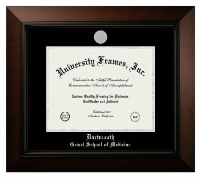 Dartmouth Geisel School of Medicine Diploma Frame in Legacy Black Cherry with Black & Silver Mats for document: 8 1/2"h x 11"w  