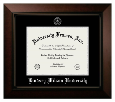 Lindsey Wilson University Diploma Frame in Legacy Black Cherry with Black & Silver Mats for document: 8 1/2"h x 11"w  