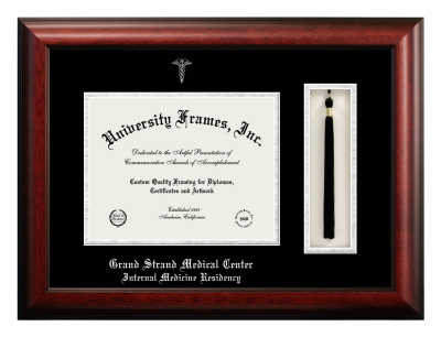 Grand Strand Medical Center Internal Medicine Residency Diploma with Tassel Box Frame in Satin Mahogany with Black & Silver Mats for document: 8 1/2"h x 11"w  