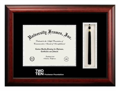 Two Ten Footwear Foundation Diploma with Tassel Box Frame in Satin Mahogany with Black & Silver Mats for document: 8 1/2"h x 11"w  