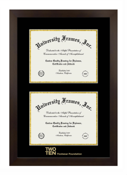 Two Ten Footwear Foundation Double Diploma Frame in Manhattan Espresso with Black & Gold Mats for document: 8 1/2"h x 11"w  , document: 8 1/2"h x 11"w  