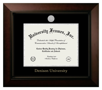 Denison University Diploma Frame in Legacy Black Cherry with Black & Silver Mats for document: 8 1/2"h x 11"w  