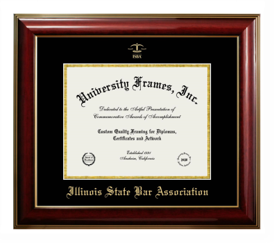 Illinois State Bar Association Diploma Frame in Classic Mahogany with Gold Trim with Black & Gold Mats for document: 8 1/2"h x 11"w  