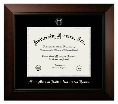 Multi-Million Dollar Advocates Forum Diploma Frame in Legacy Black Cherry with Black & Silver Mats for document: 8 1/2"h x 11"w  