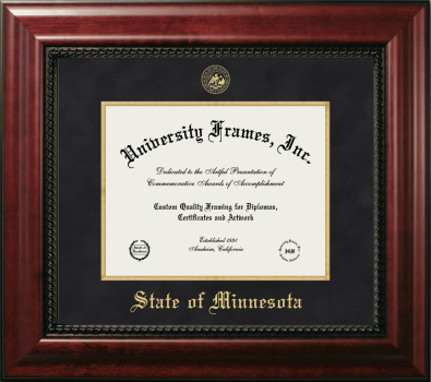 State of Minnesota Diploma Frame in Executive with Gold Fillet with Black Suede Mat for document: 8 1/2"h x 11"w  