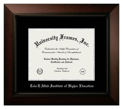 Tolo-E-Aftab Institute of Higher Education Diploma Frame in Legacy Black Cherry with Black & Silver Mats for document: 8 1/2"h x 11"w  