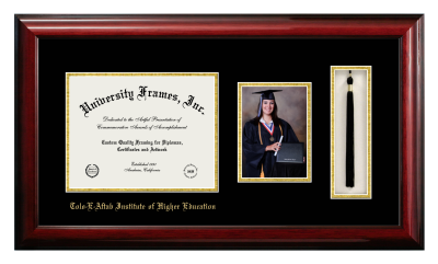 Tolo-E-Aftab Institute of Higher Education Diploma with 5 x 7 Portrait & Tassel Box Frame in Classic Mahogany with Black & Gold Mats for document: 8 1/2"h x 11"w  