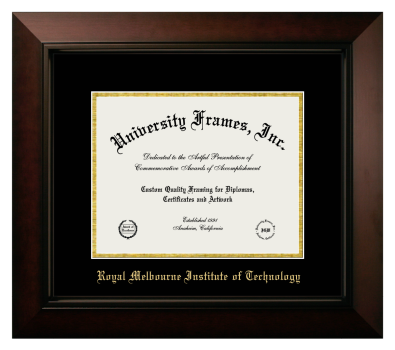 Royal Melbourne Institute of Technology Diploma Frame in Legacy Black Cherry with Black & Gold Mats for document: 8 1/2"h x 11"w  