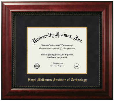 Royal Melbourne Institute of Technology Diploma Frame in Executive with Gold Fillet with Black Suede Mat for document: 8 1/2"h x 11"w  
