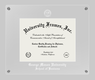 George Mason University School of Business Lucent Clear-over-Clear Frame in Lucent Clear Moulding with  Mat for document: 8 1/2"h x 11"w  