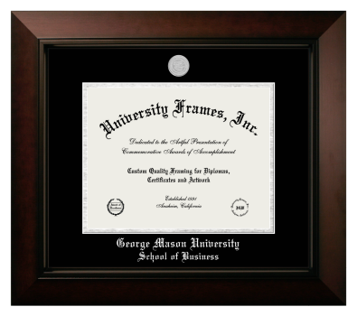 George Mason University School of Business Diploma Frame in Legacy Black Cherry with Black & Silver Mats for document: 8 1/2"h x 11"w  