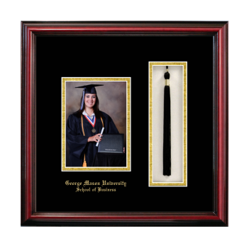 George Mason University School of Business 5 x 7 Portrait with Tassel Box Frame in Petite Cherry with Black & Gold Mats