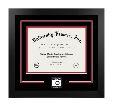 George Mason University Volgenau School of Engineering Logo Mat Frame in Manhattan Black with Black & Crimson Mats for document: 8 1/2"h x 11"w  