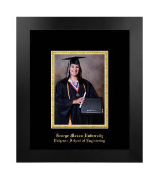 George Mason University Volgenau School of Engineering 5 x 7 Portrait Frame in Manhattan Black with Black & Gold Mats