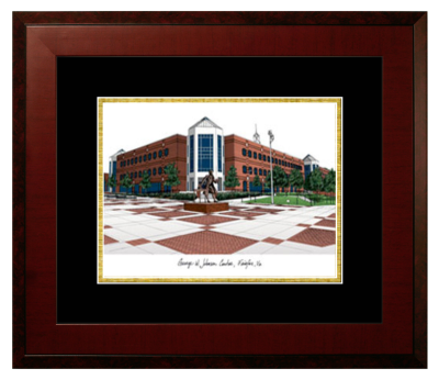 George Mason University Volgenau School of Engineering Lithograph Only Frame in Honors Mahogany with Black & Gold Mats