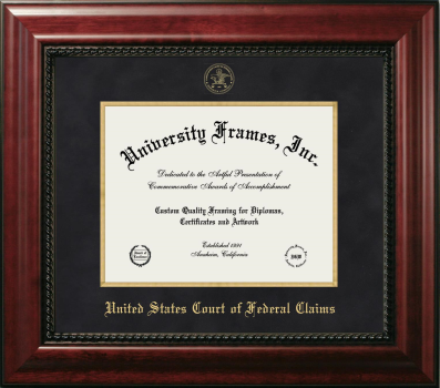United States Court of Federal Claims Diploma Frame in Executive with Gold Fillet with Black Suede Mat for document: 8 1/2"h x 11"w  