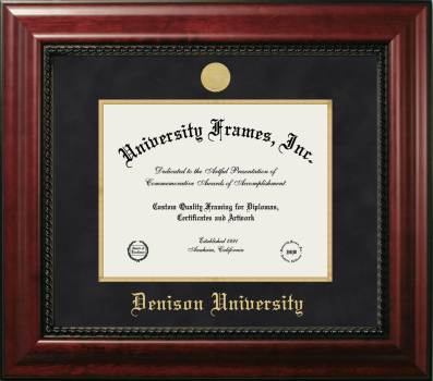 Denison University Diploma Frame in Executive with Gold Fillet with Black Suede Mat for  8 1/2"h x 11"w  