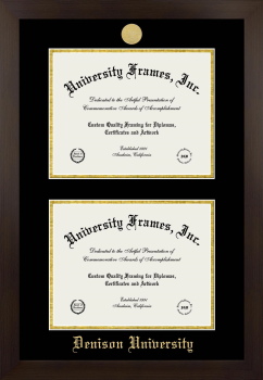 Denison University Double Diploma Frame in Manhattan Espresso with Black & Gold Mats for  8 1/2"h x 11"w  ,  8 1/2"h x 11"w  