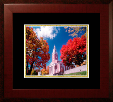 Denison University Lithograph Only Frame in Honors Mahogany with Black & Gold Mats