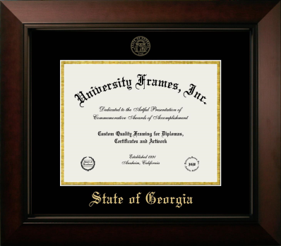 State of Georgia Diploma Frame in Legacy Black Cherry with Black & Gold Mats for document: 8 1/2"h x 11"w  