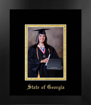 State of Georgia 5 x 7 Portrait Frame in Manhattan Black with Black & Gold Mats