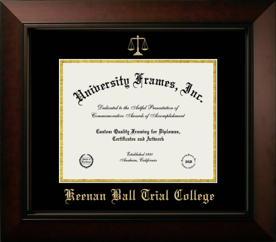 Keenan Ball Trial College Diploma Frame in Legacy Black Cherry with Black & Gold Mats for document: 8 1/2"h x 11"w  