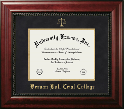 Keenan Ball Trial College Diploma Frame in Executive with Gold Fillet with Black Suede Mat for document: 8 1/2"h x 11"w  