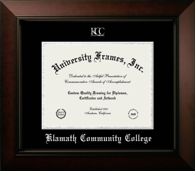Klamath Community College Diploma Frame in Legacy Black Cherry with Black & Silver Mats for document: 8 1/2"h x 11"w  