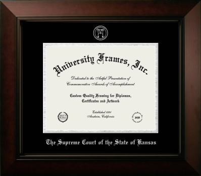 The Supreme Court of the State of Kansas Diploma Frame in Legacy Black Cherry with Black & Silver Mats for document: 8 1/2"h x 11"w  