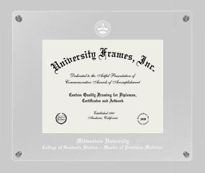 Midwestern University College of Graduate Studies – Master of Precision Medicine Lucent Clear-over-Clear Frame in Lucent Clear Moulding with  Mat for document: 8 1/2"h x 11"w  