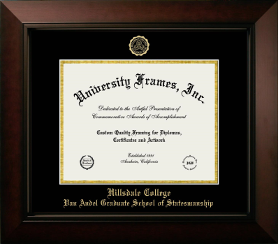 Hillsdale College Van Andel Graduate School of Statesmanship Diploma Frame in Legacy Black Cherry with Black & Gold Mats for document: 8 1/2"h x 11"w  