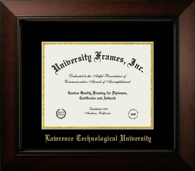 Lawrence Technological University Diploma Frame in Legacy Black Cherry with Black & Gold Mats for document: 8 1/2"h x 11"w  