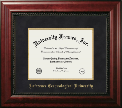 Lawrence Technological University Diploma Frame in Executive with Gold Fillet with Black Suede Mat for document: 8 1/2"h x 11"w  