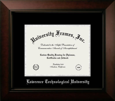 Lawrence Technological University Diploma Frame in Legacy Black Cherry with Black & Silver Mats for document: 8 1/2"h x 11"w  