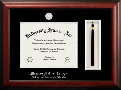 Meharry Medical College School of Graduate Studies Diploma with Tassel Box Frame in Satin Mahogany with Black & Silver Mats for document: 8 1/2"h x 11"w  