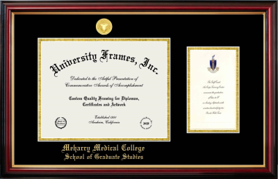 Meharry Medical College School of Graduate Studies Diploma with Announcement Frame in Petite Mahogany with Gold Trim with Black & Gold Mats for document: 8 1/2"h x 11"w  , diploma: 7"h x 4"w  