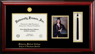 Meharry Medical College School of Graduate Studies Diploma with 5 x 7 Portrait & Tassel Box Frame in Classic Mahogany with Black & Gold Mats for document: 8 1/2"h x 11"w  