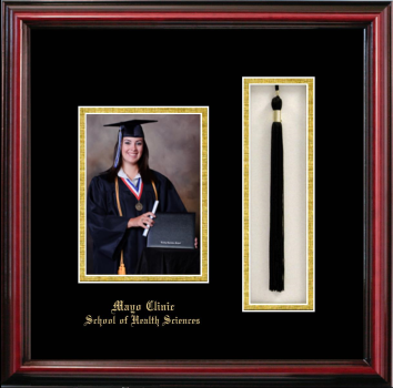 Mayo Clinic School of Health Sciences 5 x 7 Portrait with Tassel Box Frame in Petite Cherry with Black & Gold Mats