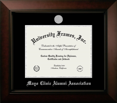 Mayo Clinic Alumni Association Diploma Frame in Legacy Black Cherry with Black & Silver Mats for document: 8 1/2"h x 11"w  