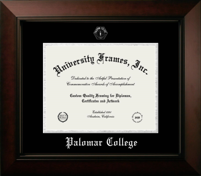 Palomar College Diploma Frame in Legacy Black Cherry with Black & Silver Mats for document: 8 1/2"h x 11"w  
