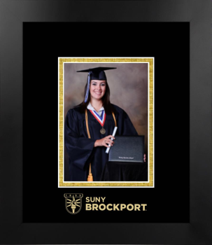 SUNY Brockport Wordmark 5 x 7 Portrait Frame in Manhattan Black with Black & Gold Mats
