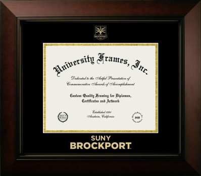 SUNY Brockport Diploma Frame in Legacy Black Cherry with Black & Gold Mats for  8"h x 10"w  
