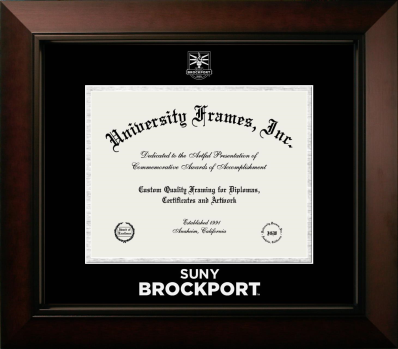 SUNY Brockport Diploma Frame in Legacy Black Cherry with Black & Silver Mats for  8"h x 10"w  