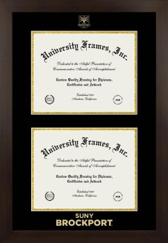 SUNY Brockport Double Diploma Frame in Manhattan Espresso with Black & Gold Mats for  8"h x 10"w  ,  8"h x 10"w  